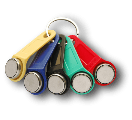 Key fobs with transponder chips for recording of your employees' working hours